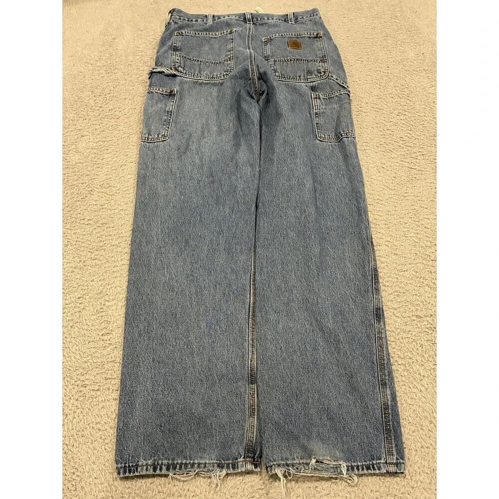 Carhartt Jeans Mens 33x31 Blue Relaxed Straight Denim B13DP Workwear Dungaree